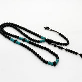 Black Kokka with turquoise, 6 mm, 100 beads, 2 counters