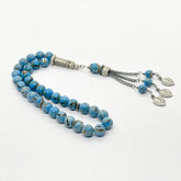 Turquoise rosary inlaid with mother-of-pearl, 10mm, 33 beads