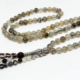 Dendritic Agate Prayer Beads, 8mm, 100 beads, 2 counters