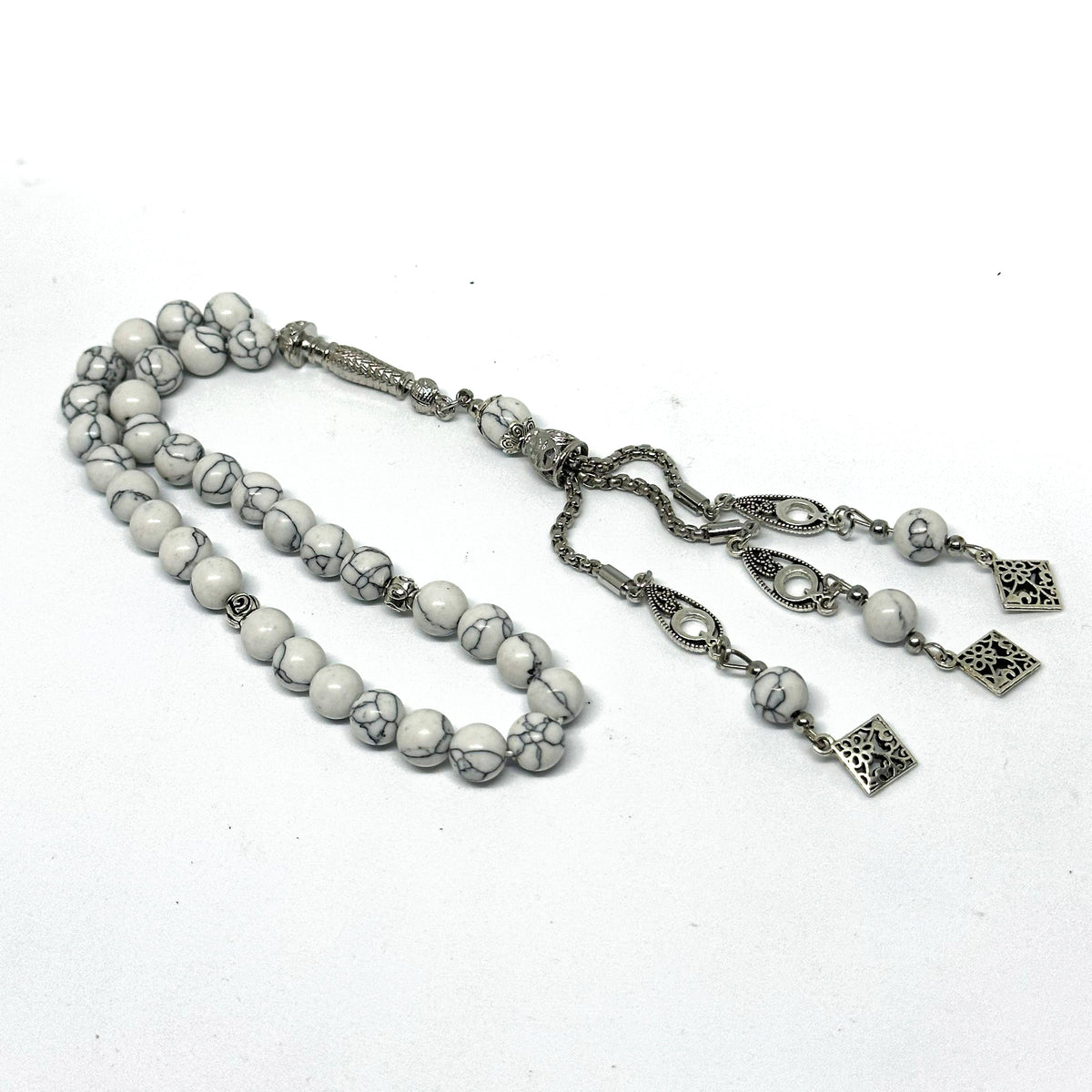 White Howlite Stone, 8mm, 33 Beads