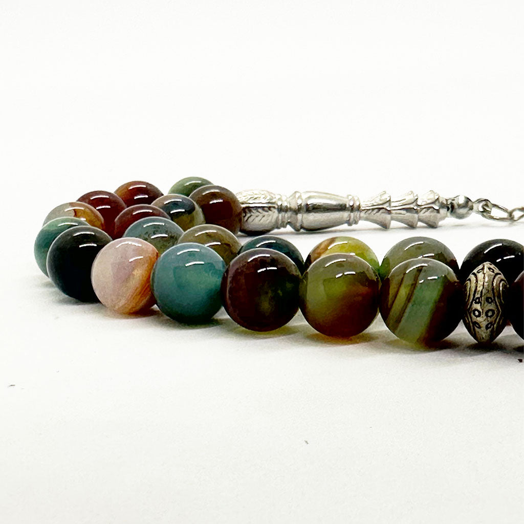 Indian colored agate, 10 mm, 33 beads