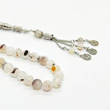 Tree agate prayer beads, 33 beads, 10 mm