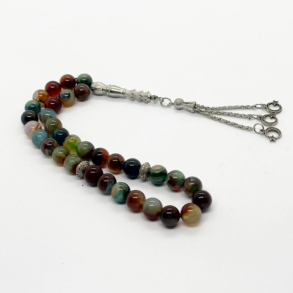 Indian colored agate, 10 mm, 33 beads