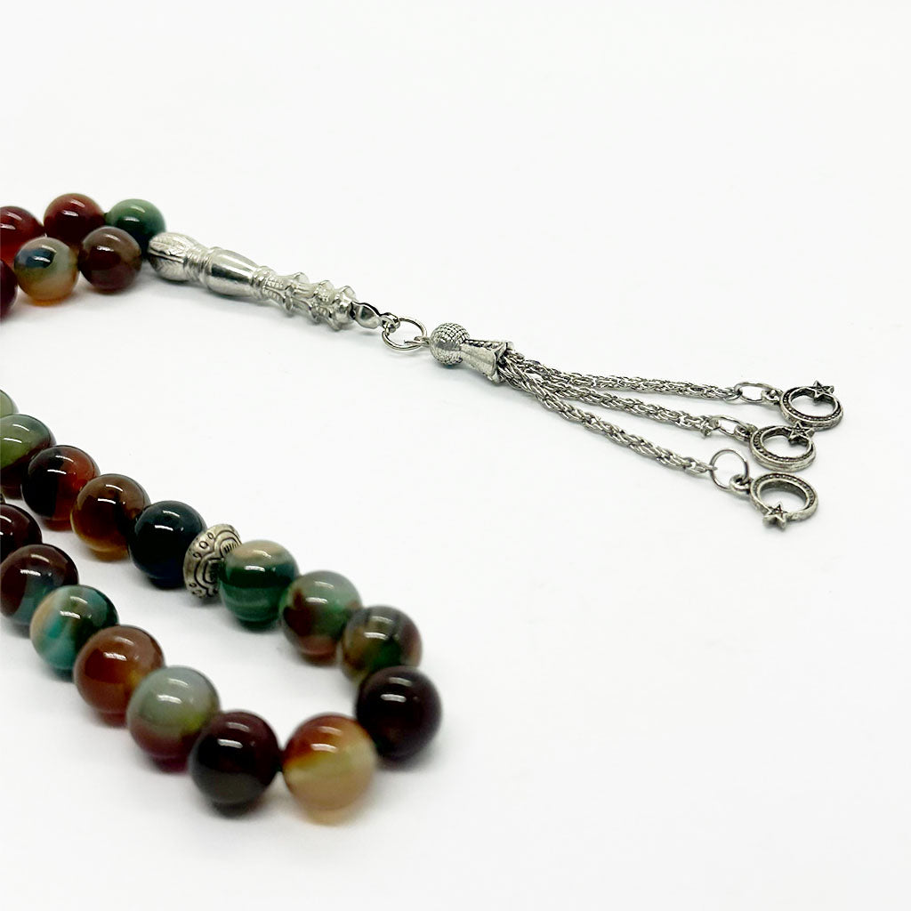 Indian colored agate, 10 mm, 33 beads
