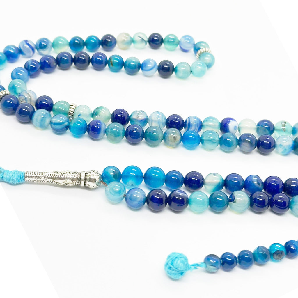 Blue Suleimani Agate, 8mm, 100 beads, 2 strands