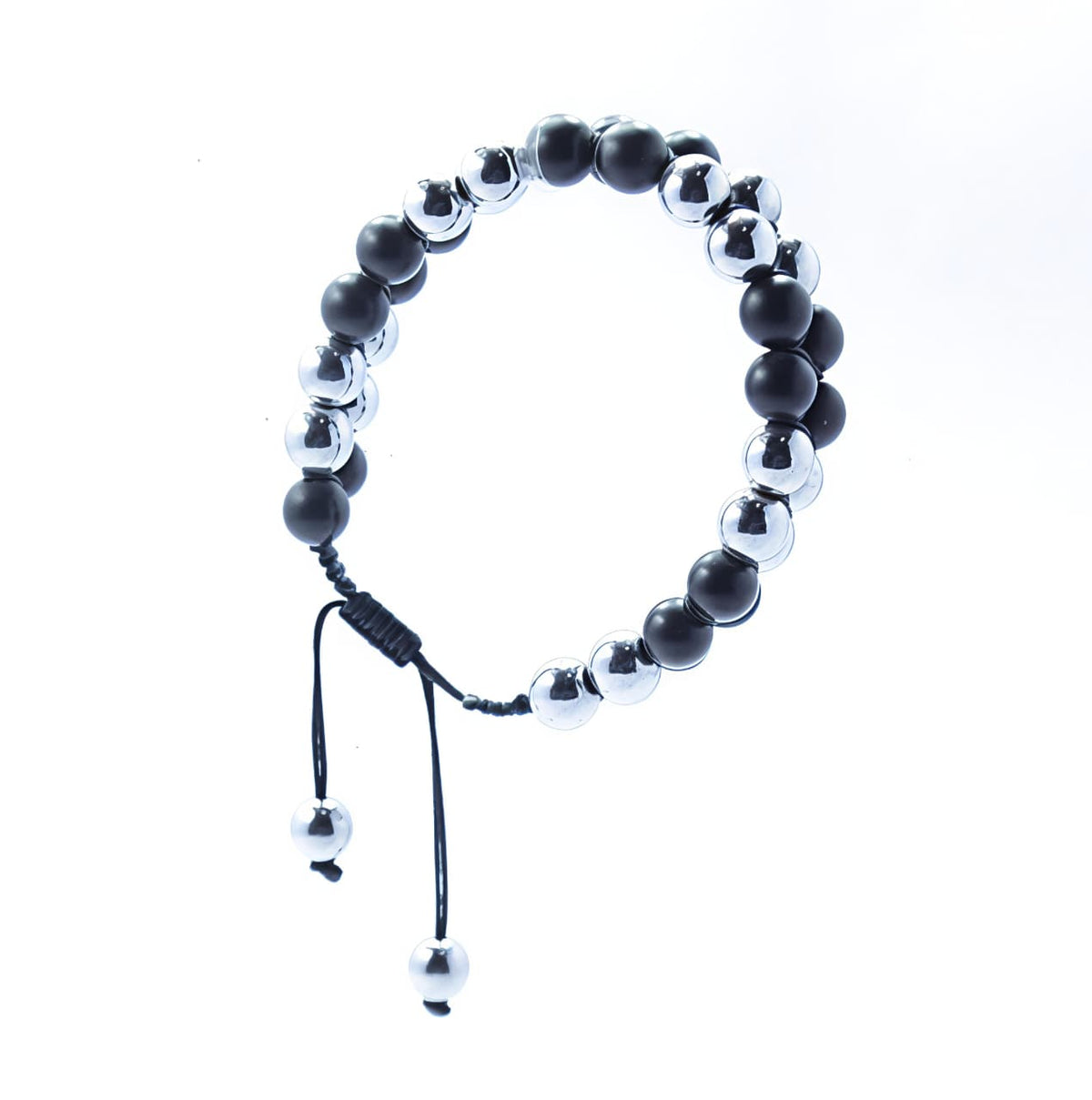 أسورة حجر هيماتيت طبيعي مع عقيق أسود