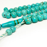 Turquoise Howlite Tasbih, Blue, 8mm beads, 100 beads, 2 counters