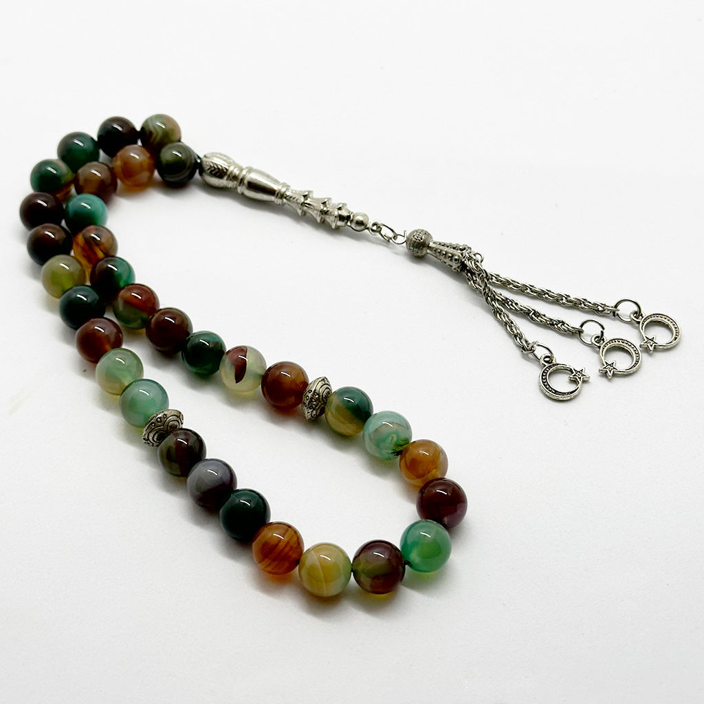 Indian green agate 10mm 33 beads