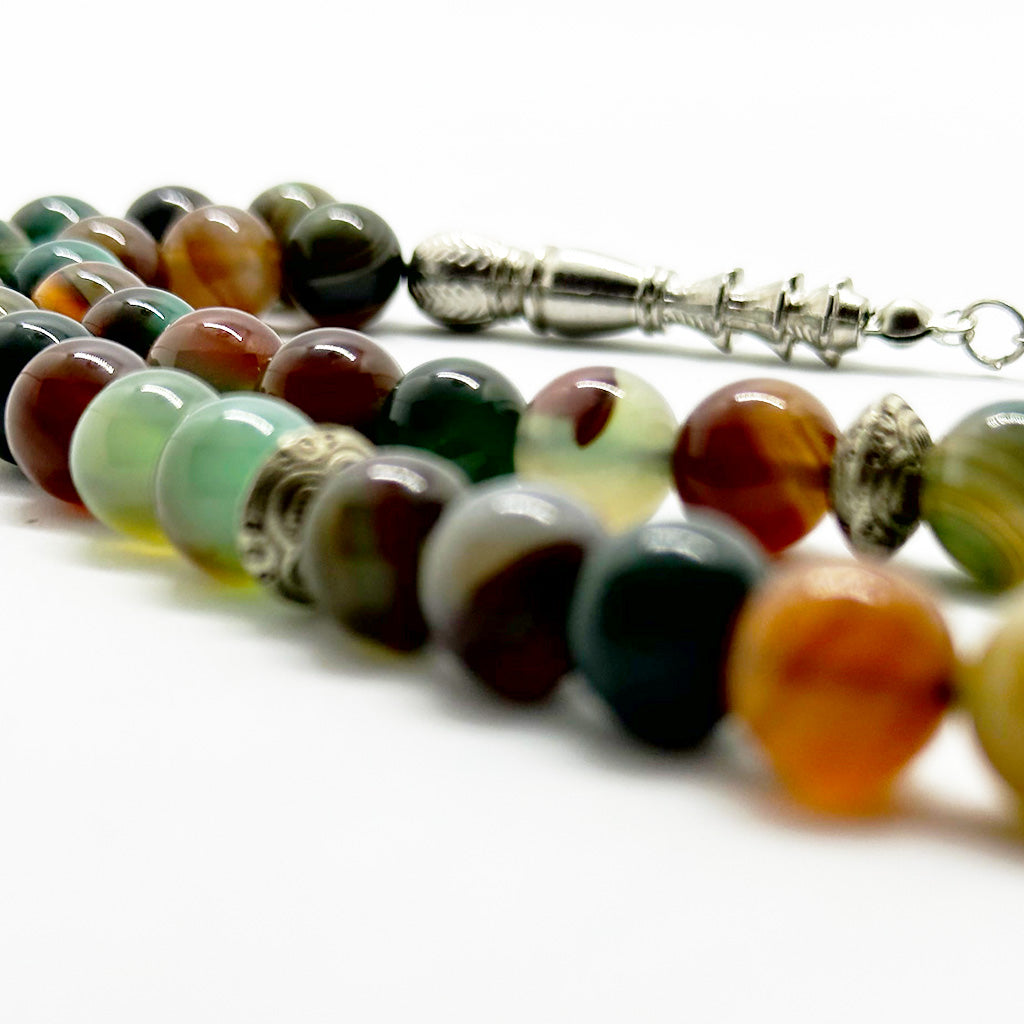Indian green agate 10mm 33 beads
