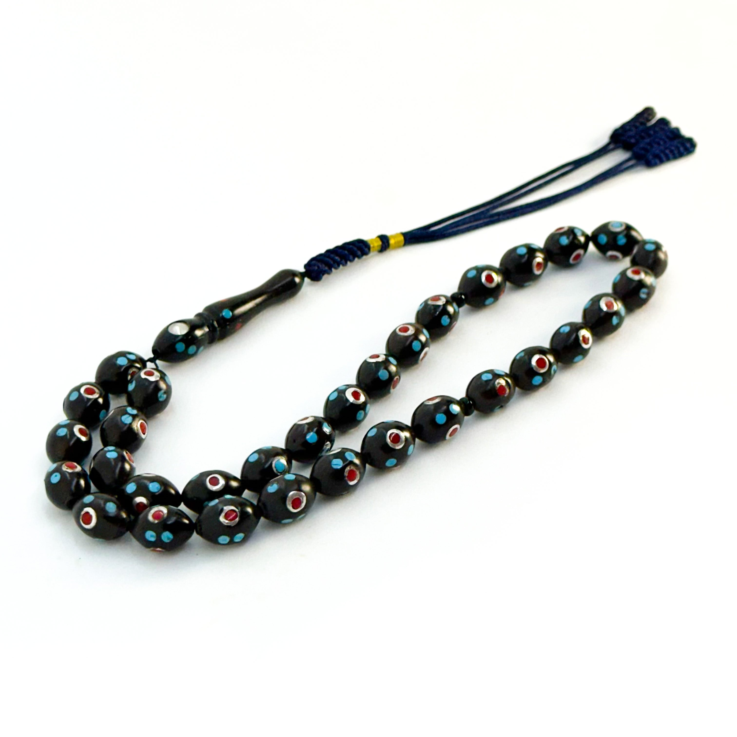 سبحة كوك اسود مطعم 8 mm 45 beads