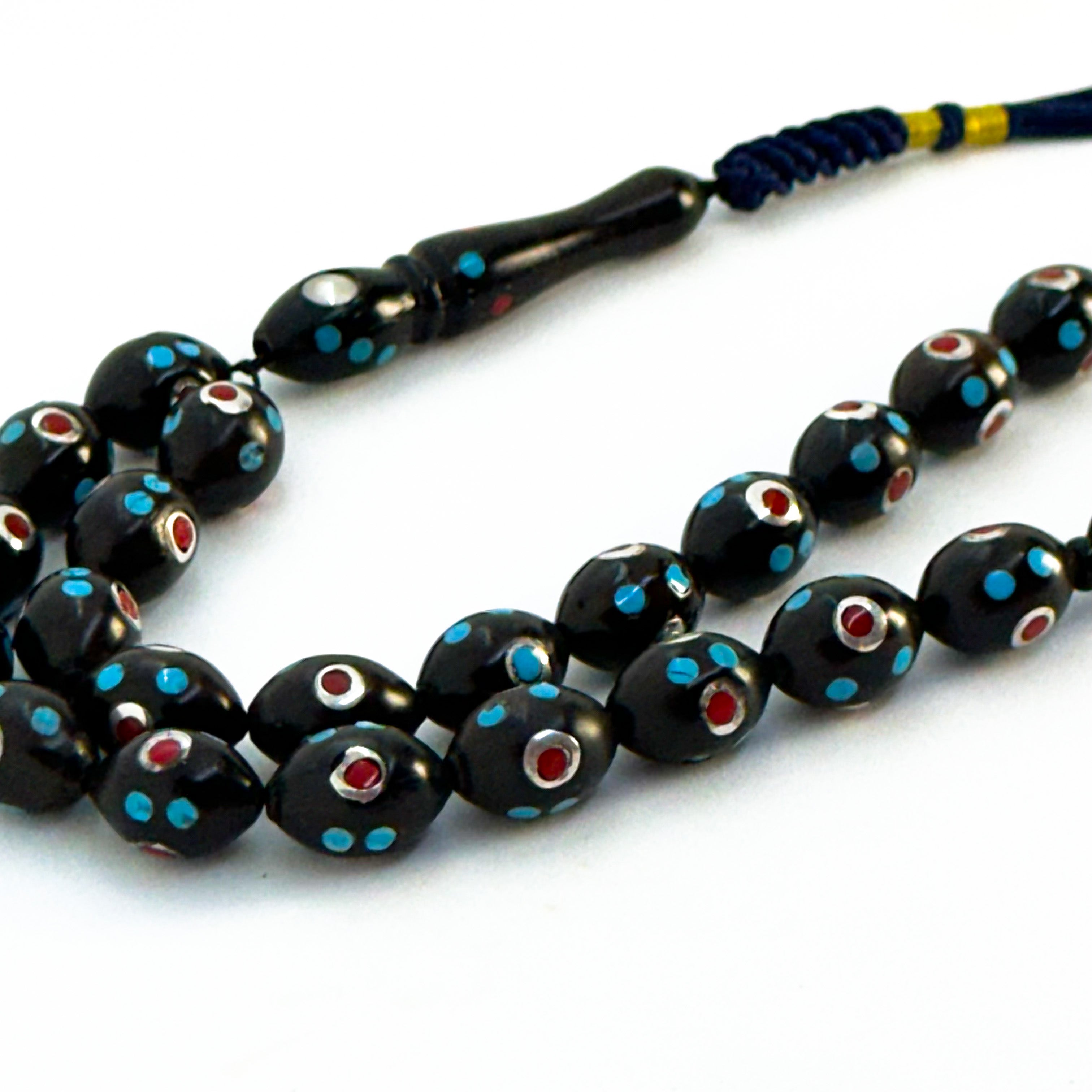 سبحة كوك اسود مطعم 8 mm 45 beads