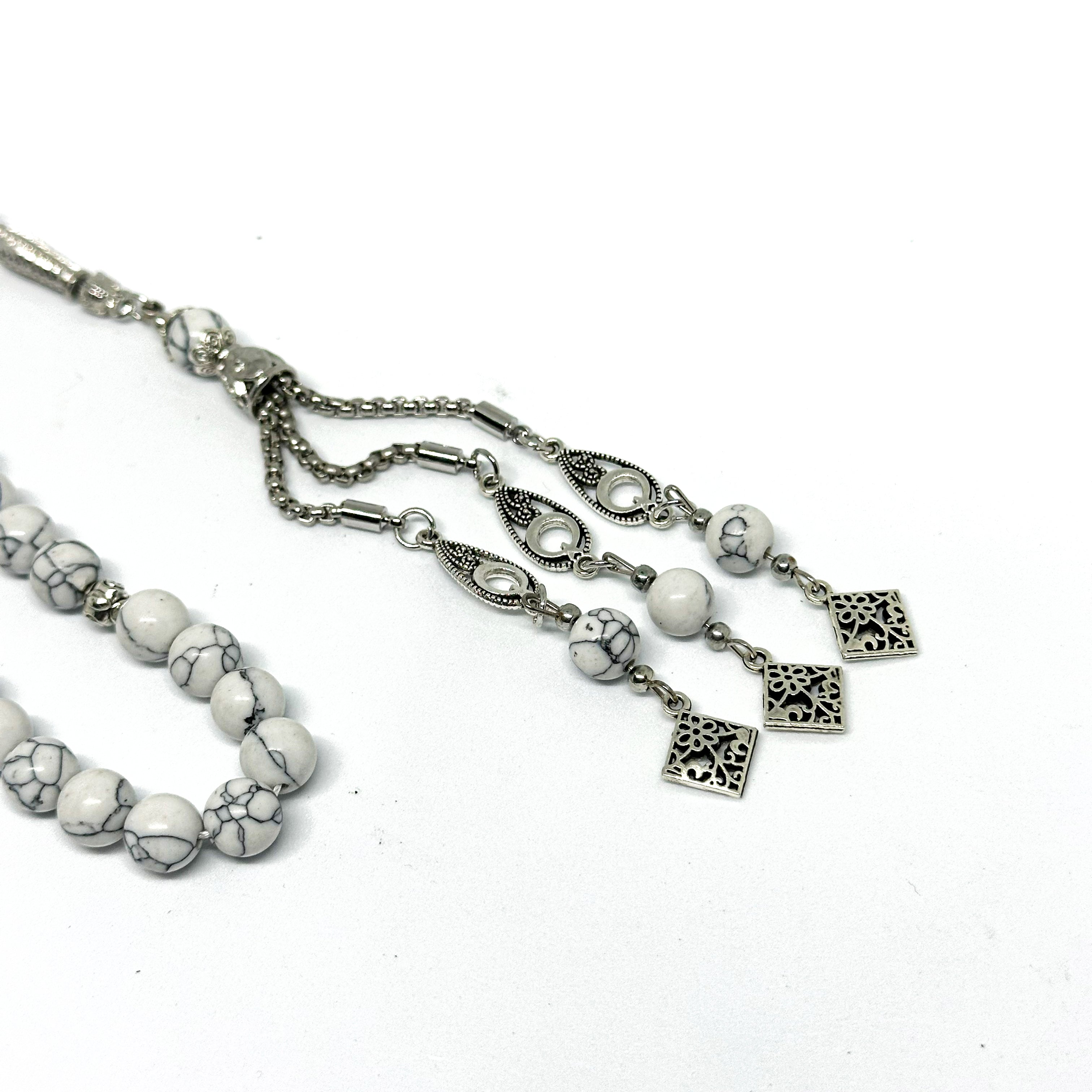 White Howlite Stone, 8mm, 33 Beads