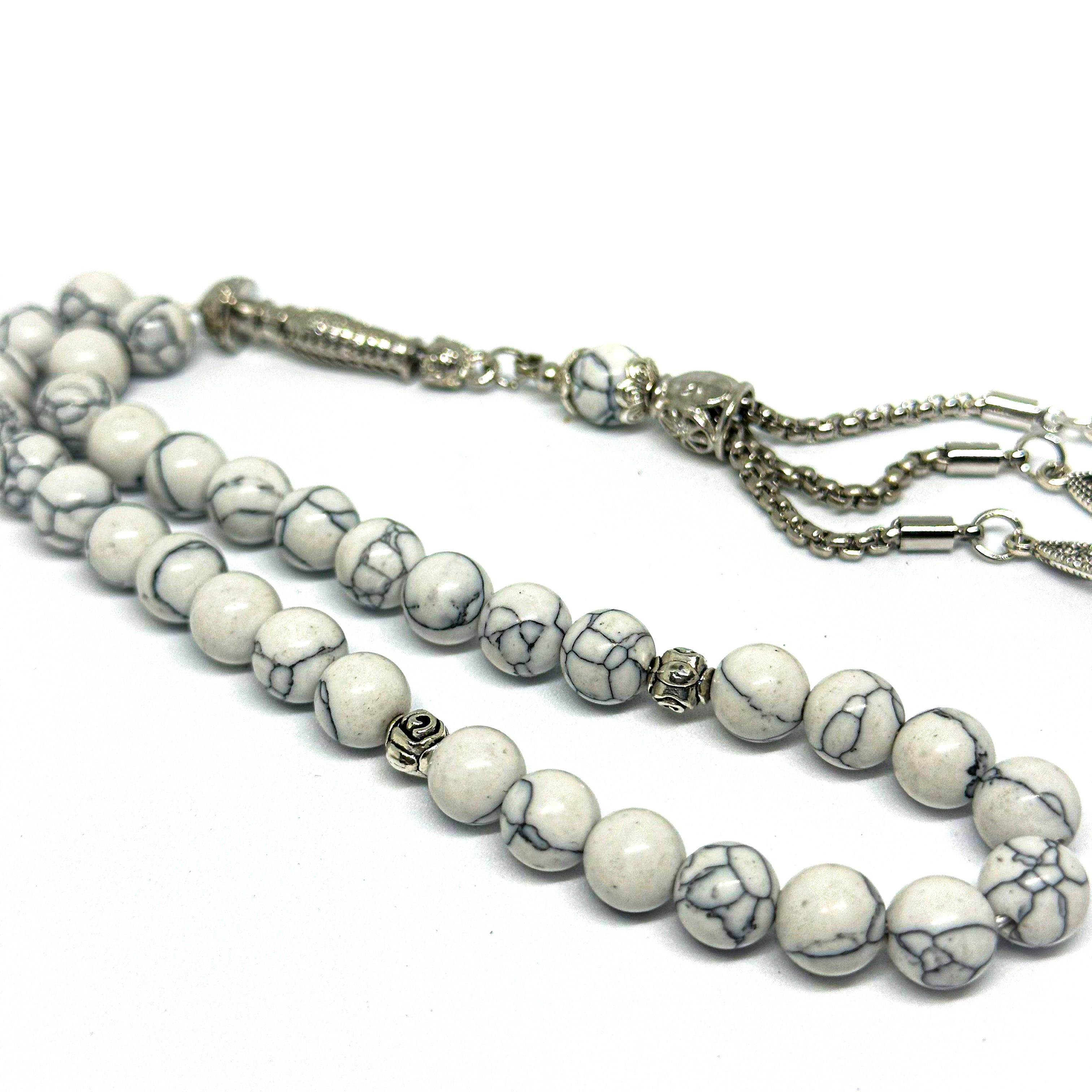 White Howlite Stone, 8mm, 33 Beads