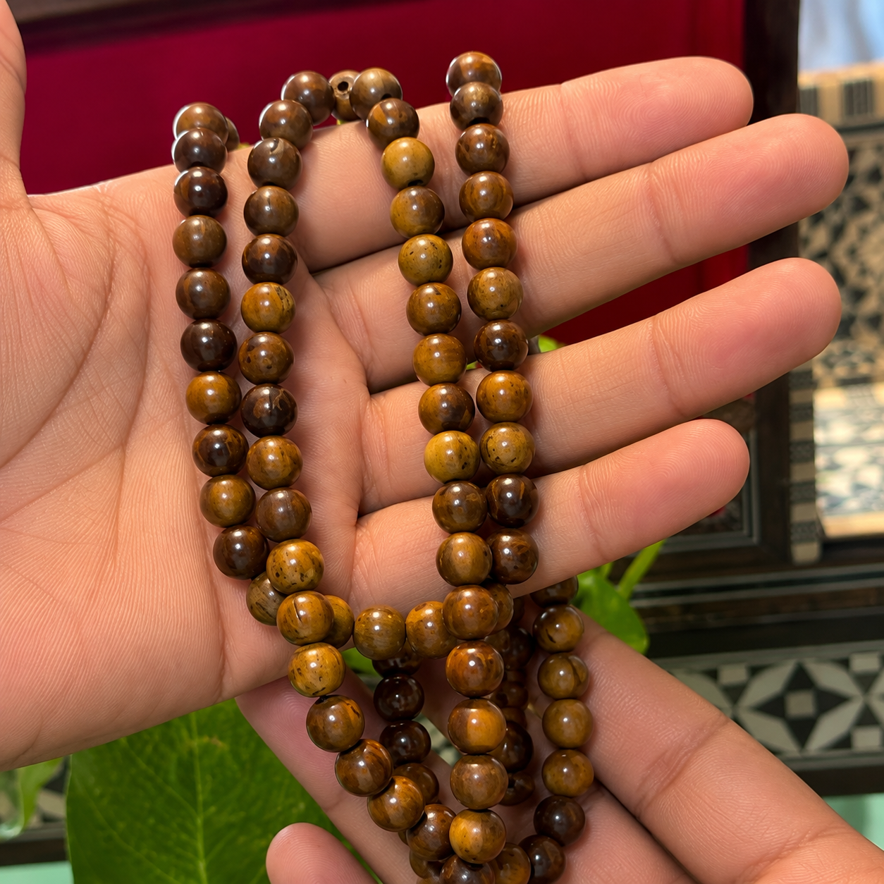 Prayer Beads Kuka Burgundy 10 mm 100 beads 2 Counter